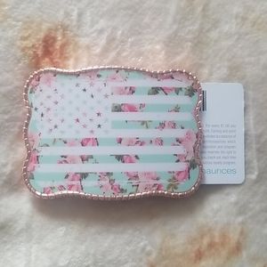 Floral American Flag Wallet Buckle